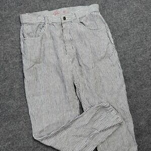 Alex Crane Cham Pants Mens 34 Blue Striped Lines Linen Chino Trouser Beachy Prep